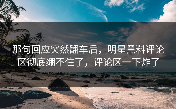那句回应突然翻车后，明星黑料评论区彻底绷不住了，评论区一下炸了