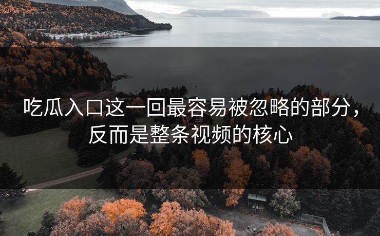 吃瓜入口这一回最容易被忽略的部分，反而是整条视频的核心