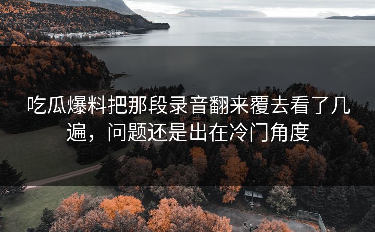 吃瓜爆料把那段录音翻来覆去看了几遍，问题还是出在冷门角度