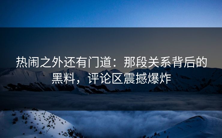 热闹之外还有门道:那段关系背后的黑料,评论区震撼爆炸