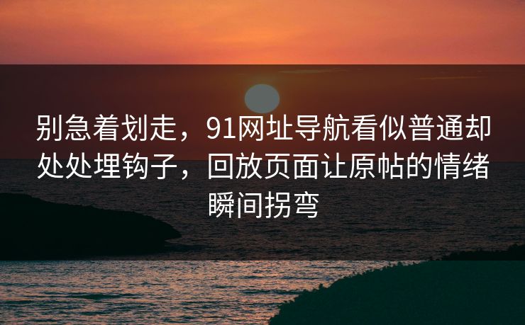 别急着划走，91网址导航看似普通却处处埋钩子，回放页面让原帖的情绪瞬间拐弯