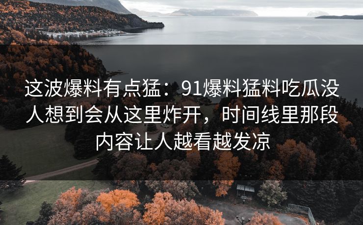 这波爆料有点猛：91爆料猛料吃瓜没人想到会从这里炸开，时间线里那段内容让人越看越发凉