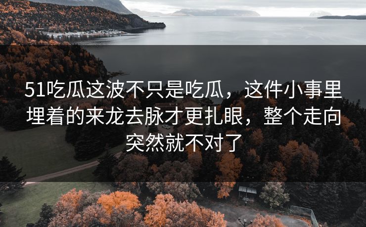 51吃瓜这波不只是吃瓜，这件小事里埋着的来龙去脉才更扎眼，整个走向突然就不对了