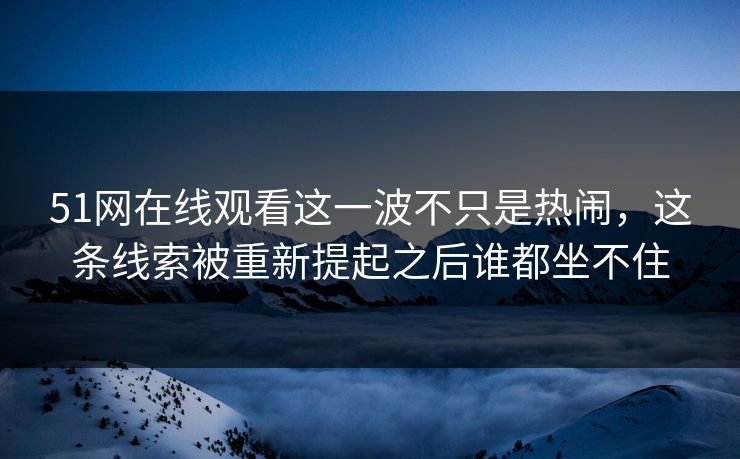 51网在线观看这一波不只是热闹,这条线索被重新提起之后谁都坐不住