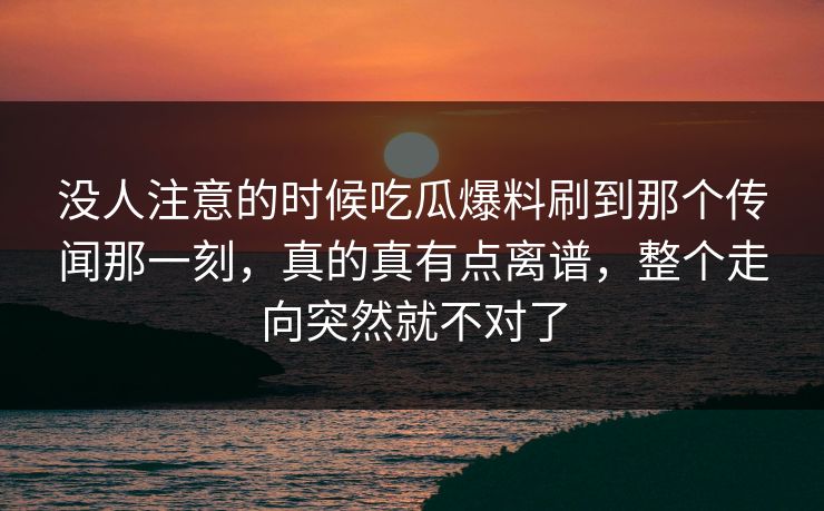 没人注意的时候吃瓜爆料刷到那个传闻那一刻,真的真有点离谱,整个走向突然就不对了