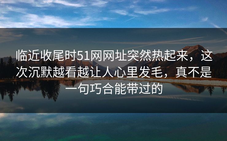 临近收尾时51网网址突然热起来,这次沉默越看越让人心里发毛,真不是一句巧合能带过的