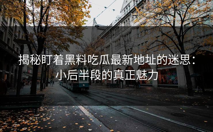 揭秘盯着黑料吃瓜最新地址的迷思:小后半段的真正魅力